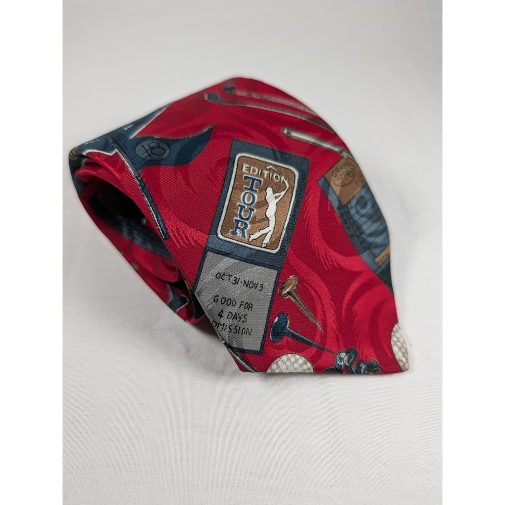 American Sports Men's Golf Theme Geometric Neck Tie USA Polyester